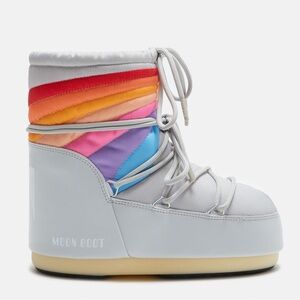 Moon Boot White Rainbow-Accent Winter Boots